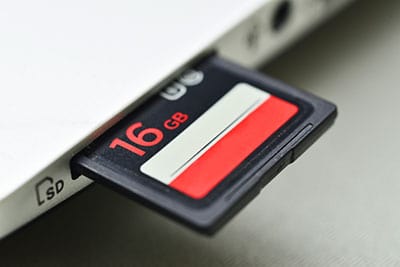 An SDcard connected to a computer