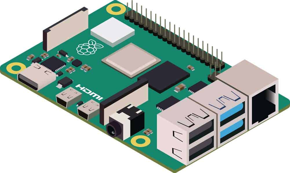 Top view of Raspberry Pi and the components