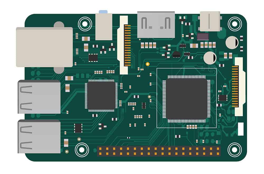 Top view of Raspberry board and the components